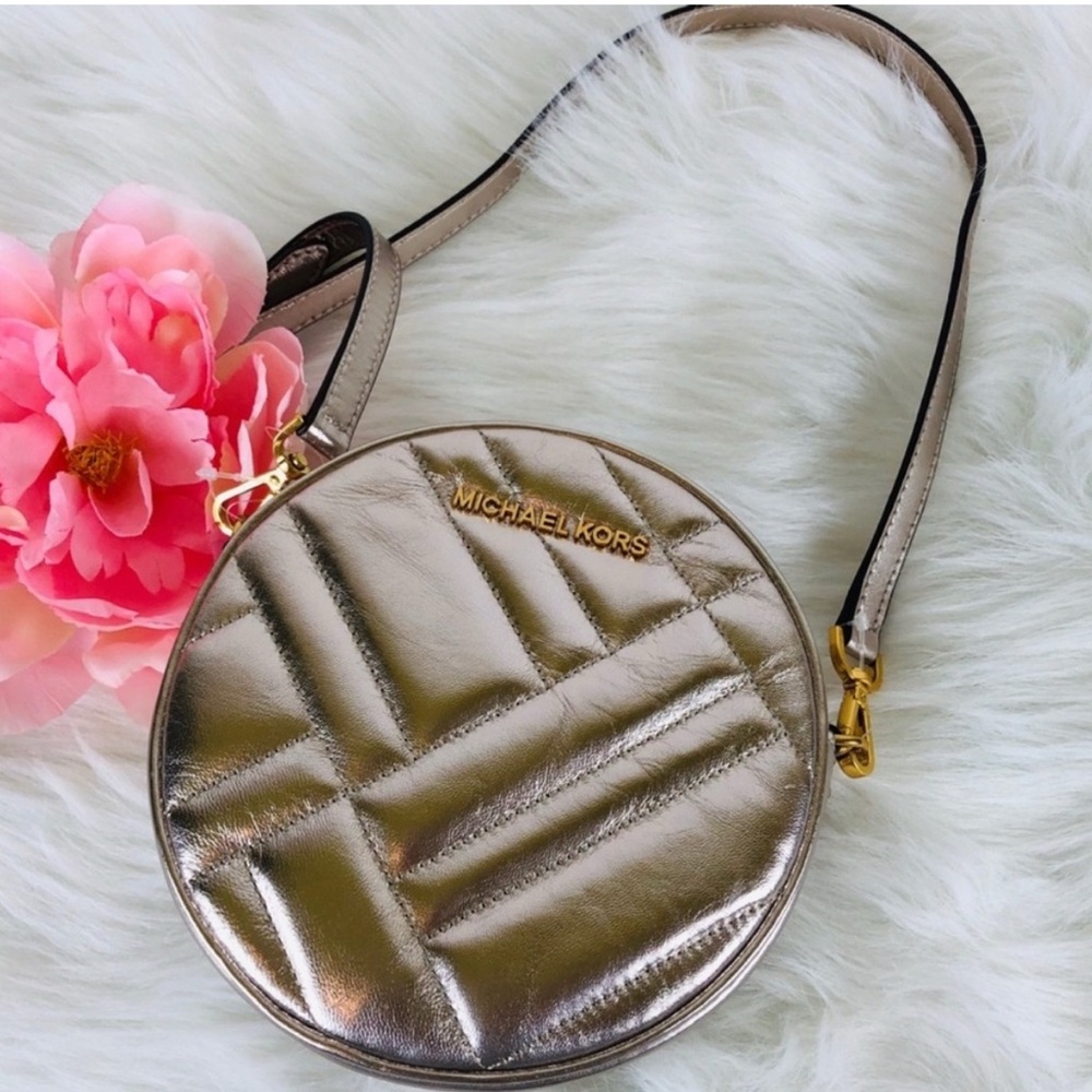 Michael Kors Metallic Silver Quilted Crossbody Bag